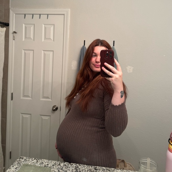 Brown Ribbed Knit Dress - Picture 4 of 4